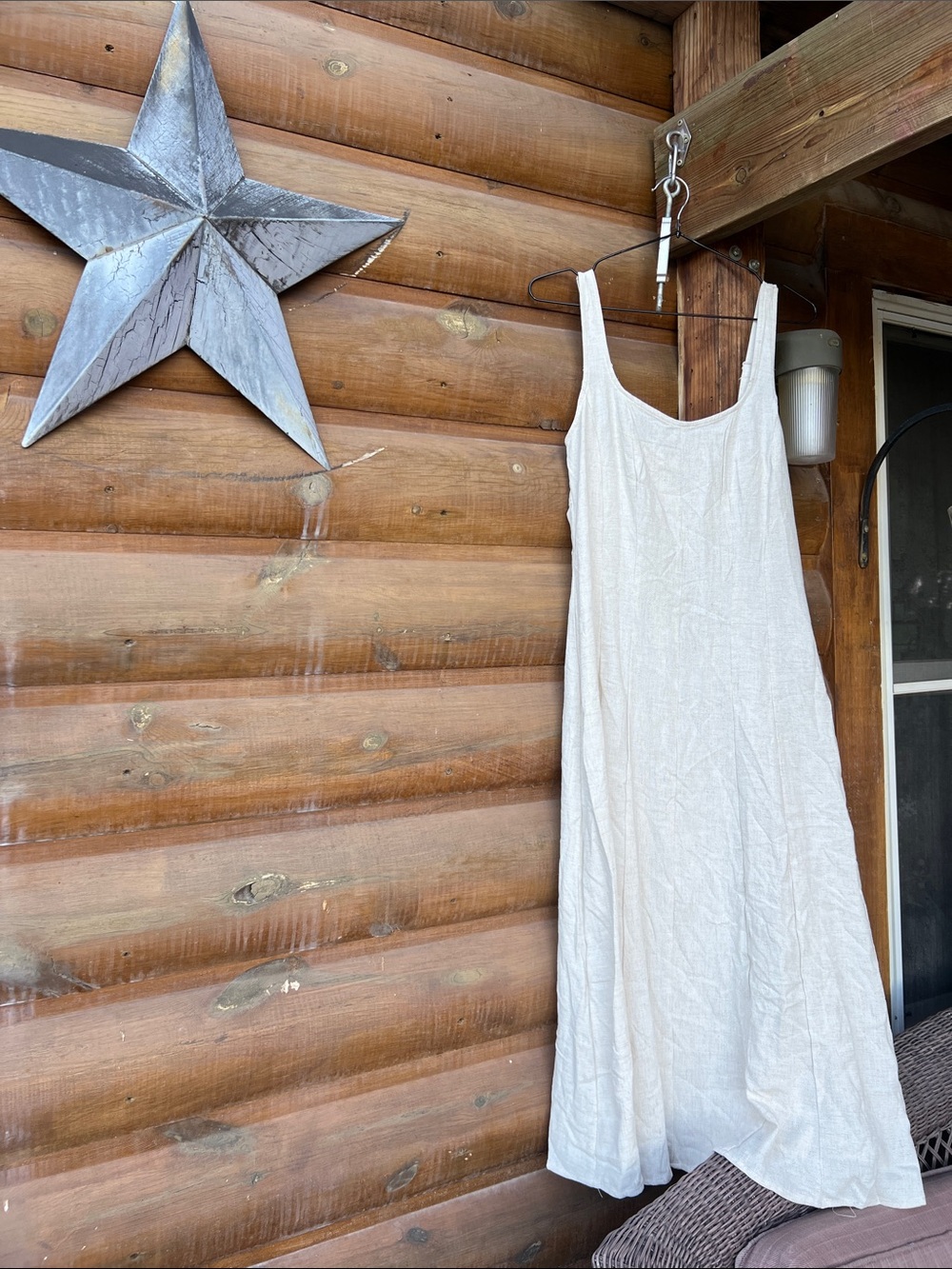 Altar'd State Cream Sleeveless Linen-Blend Maxi Dress Sz